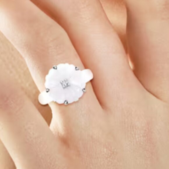 925 Moissanite Natural Carved JADE and MOISSANITE RING Sterling Silver Size 9 - Picture 2 of 4